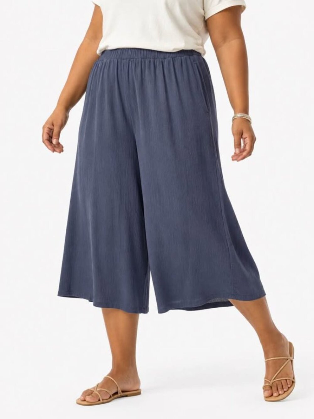 J.Jill Pure Jill Sand-Washed Wide Leg Pull On Flowy Blue Crop Pants [size XLp]